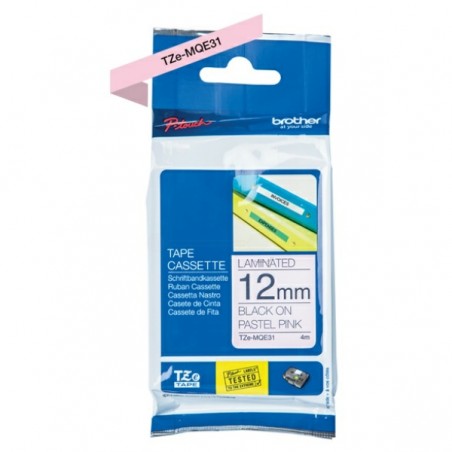 Brother Original DirectLabel black on Pastell pink Laminat (TZE-MQE31)