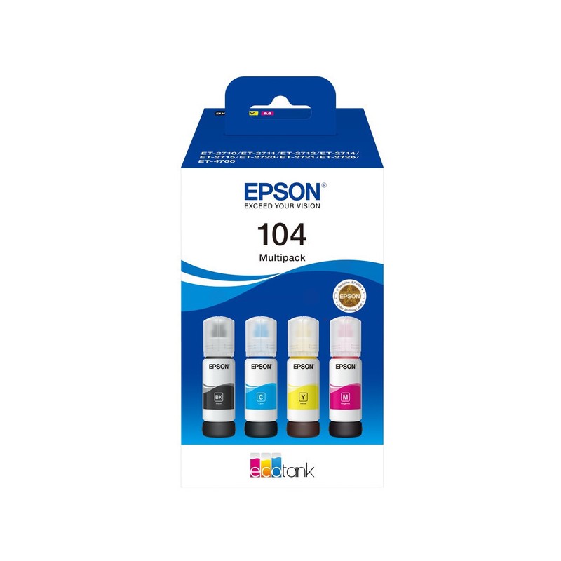 Epson (104) Original Ink bottle multi pack Bk,C,M,Y (C13T00P640) Epson (104) Original Ink bottle multi pack Bk,C,M,Y (C13T00P640)