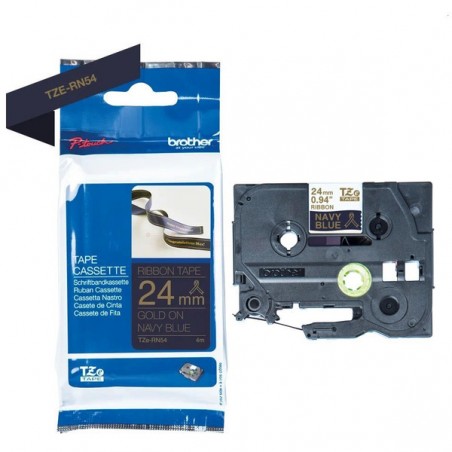 Brother Original DirectLabel gold on navy blue non adhesive textil (TZE-RN54)