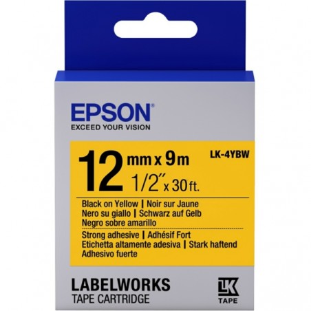 Epson  (LK-4YBW) Original Ribbon black on yellow extra adhesive (C53S654014)