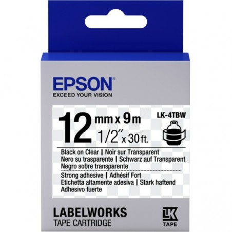 Epson  (LK-4TBW) Original Ribbon black on Transparent extra adhesive (C53S654015)