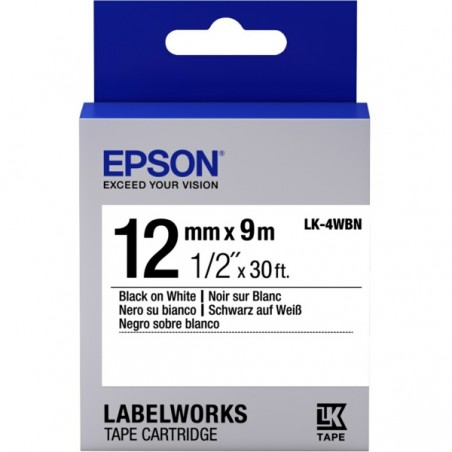 Epson  (LK-4WBN) Original Ribbon black on white extra adhesive (C53S654021)