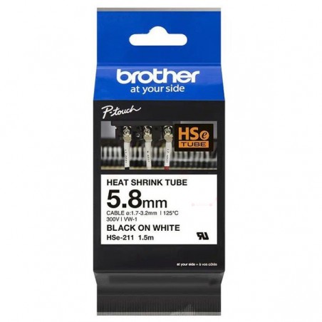 Brother Original Heat Shrink Tubes black on white (HSE-211)